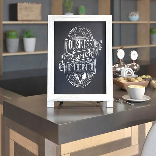 Flash Furniture 12x17 Tabletop Magnetic Chalkboard, Whitewashed, 10-Pack