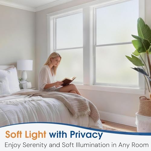 Homein Frosted Glass Window Privacy Film with Tools, Static Cling, Pure