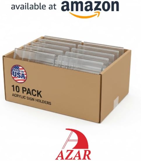 Azar Displays 112737 4" W x 3" H Horizontal L-Shaped Sign Holder -10 pk