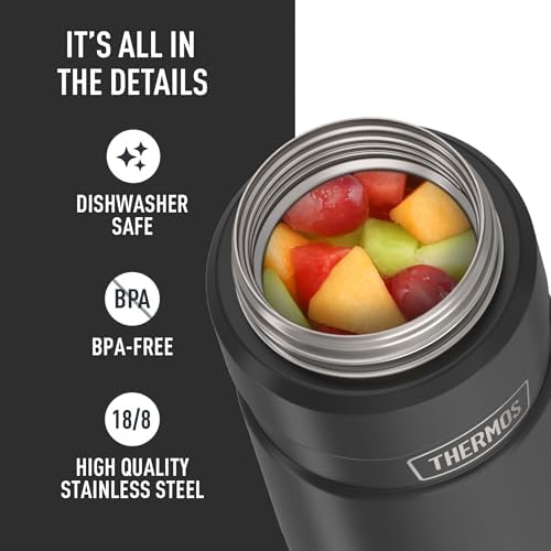 THERMOS Stainless King Vacuum-Insulated Food Jar, 24 Ounce, Matte Black