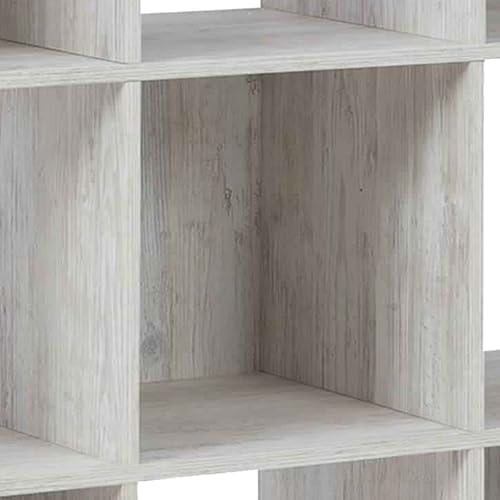 Benjara 9 Cube Wooden Organizer with Grain Details, White