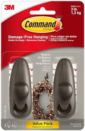 Command Medium Bronze Forever Classic Hooks, 2 Hooks, 4 Strips