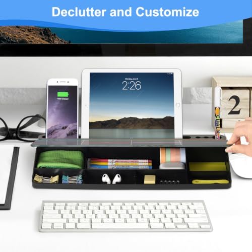 Desktop Glass Whiteboard with Storage, Weekly Calendar Desk White Board