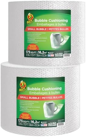 Duck Brand Small Bubble Cushioning Wrap for Fragile Moving & Shipping, 350 ft Packing Wrap for Extra Protection in Boxes & Mailers, Clear Roll, Moving Supplies, Perforated Every 12 in