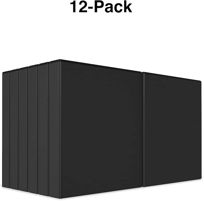 Staples Economy 1-Inch Round Ring Binder, Black, 175 Sheets, 12-Pack | Lightweight bulk binders for school and everyday office document use.