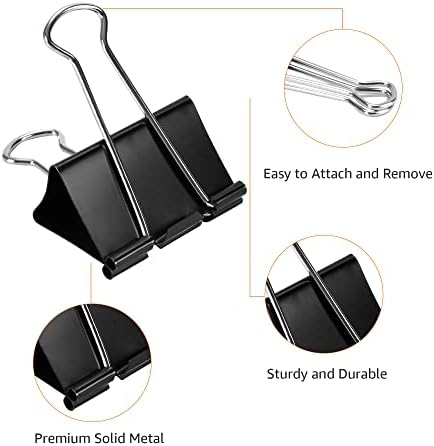 Amazon Basics Sturdy Binder Clips for Office Use, 96 Count, Medium, 1.25 in, Black (Pack of 12)