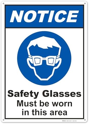 BRIMAR 10x14" Safety Glasses Must Be Worn Sign, .055" Polyethylene Plastic