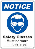 BRIMAR 10x14" Safety Glasses Must Be Worn Sign, .055" Polyethylene Plastic