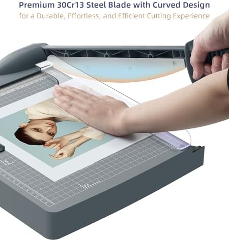 Firbon 12 Inch Guillotine Paper Cutter, Heavy-Duty Paper Trimmers, Gray