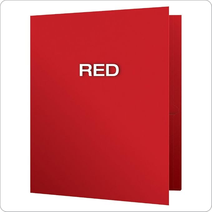 Oxford Two Pocket Folders, Textured Paper, Red, For School, Home, and Office, Letter Size, 25 Per Box (57511EE)
