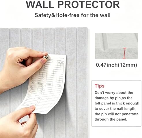 0.47" Thick Felt Pin Board 36"x24" Large Cork Board Alternative 6 Pack 11.81"x11.81"Felt Bulletin Board Wall Tiles Notice Board with 30 Pushpins for Home Office School(Fine-Light Camel)