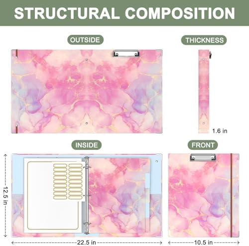 Rouidr 3 Ring Binder with clipboard, 1 inch 8.5 x 11 in Letter Size View Binders Organizer with Dividers Tabs & Clear Sleeves, School Supplies, Office Supplies