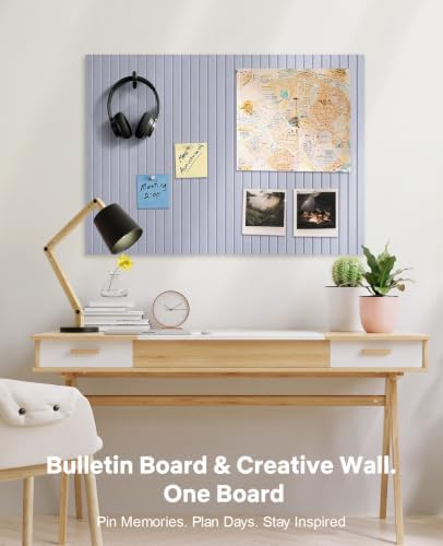48" x 36" Large Cork Bulletin Board Tiles, Peel and Stick Felt Wall Panels for Vision, Message Center, Picture and Prayer Board for Office, Dorm, Room and Desk Decor(Blue Gray)
