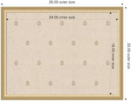 Kate and Laurel Framed Fabric Pinboard 26 x 20, Beige Botanical Block Print Printed Linen Classic Bulletin Board for Use as a Vision Board or Wall Organization, Florence Gold Frame