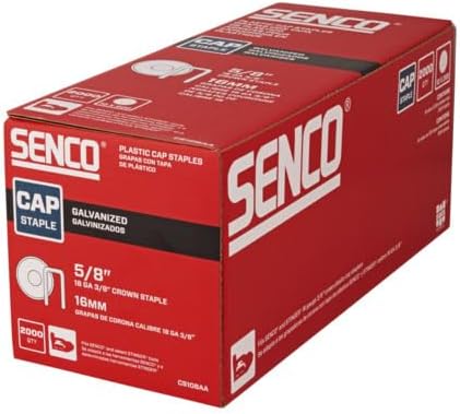 SENCO Cap Staples for Pneumatic Stapler, 5/8 inch, 2,000 Pack (CS10BAA)