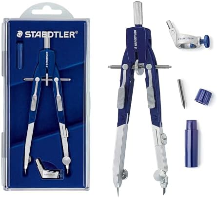 STAEDTLER Mars Comfort Metal 6" Compass Set with Case, Adaptor & Lead