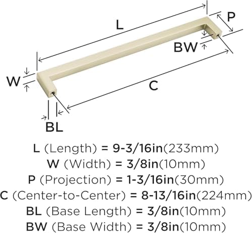 Amerock | Cabinet Pull | Golden Champagne | 8-13/16 inch (224 mm) Center to Center | Monument | 1 Pack | Drawer Pull | Drawer Handle | Cabinet Hardware
