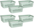 Glad Plastic Storage Basket Set, Value Pack of 6 | Open Storage Bins for Shelves, Bathroom, Pantry, Closet | Nesting Organizer Boxes with Handles, 2 Gallon, Sage