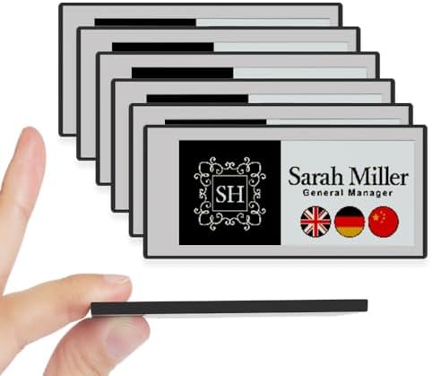 [Santek] EZ Sign NFC E-Paper Display – No Battery, Ultra-Thin 0.13”, Rewritable 4-Color Digital Display, App-Controlled (iOS/Android/PC), IP65 (Silver, 2.9" 6pcs, No Stand and Clip Included)