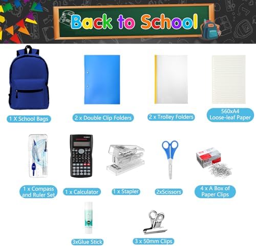 Gilprop 81 Pcs School Supplies Kit Back to School Supply Bundle, Blue