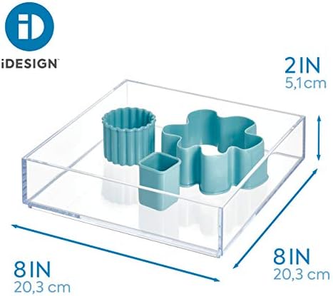 iDesign Clear Drawer Organizer, 8" x 8" x 2" | Pack of 2 | For Silverware | Kitchen Storage | Clarity Collection