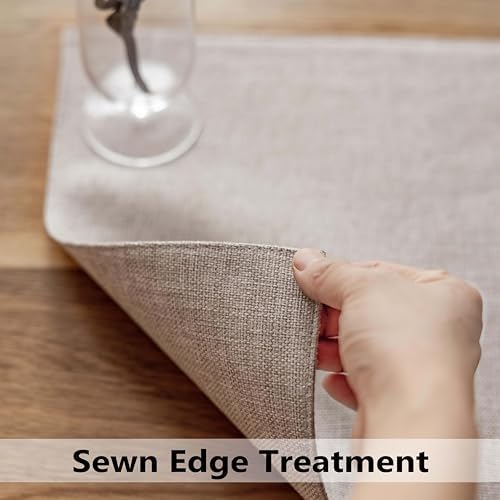 Demetex Placemats Set of 4 Grey Heat Resistant Linen Place Mats for Kitchen Washable Farmhouse Table Plate Mats for Dining Parties Buffet Dinner, Light Grey