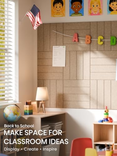 Bumusty 48" x 36" Large Cork Board Alternative, Taupe