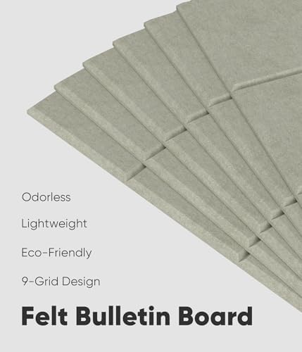 Large Cork Board for Walls 36" x 24", 6 Pack Felt Wall Tiles with Push Pins for Office Home, Pin Board Bulletin Board for Photo Pictures, Sage