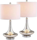 JONATHAN Y Cecile 25.5" Metal Glass Lamp, Mercury Silver/Chrome, Set of 2