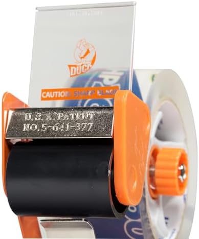 Duck High Performance Clear Packing Tape with BladeSafe Dispenser –Tape Gun with HP260 Strong Packaging Tape for Shipping,Moving, Mailing & Boxes-3" Core, 1.88" x 60 Yards, Clear (1078566)(Pack of 6)