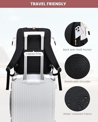 LOVEVOOK 18 Inch Laptop Backpack for Women, Large Capacity Travel Backpack with Organizer Bag, Waterproof Carry on Backpack Purse Work Bag with USB Port for College Teacher Nurse, 2PCS