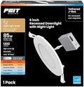 Feit Electric 6in LED Canless Recessed Downlight, 85W Eq, Slim, Night Light