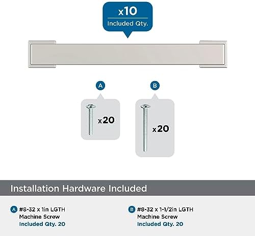 Amerock 10BX3703126 | Polished Chrome Cabinet Pull | 3-3/4 inch (96mm) Center-to-Center | 10 Pack | Bridgeport | Furniture Hardware