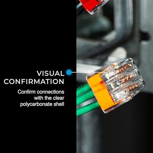 Ideal Electrical in-Sure Push-in Wire Connector, 3-Port (30-1333S), Bag of 10—Color Coded No-Twist Connectors for Solid and Stranded Wires