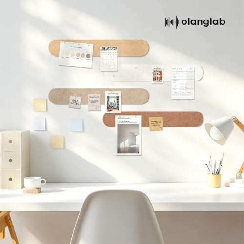 Olanglab Felt Bulletin Board Strips 4-Pack 24"x16" with 50 Pins, Caramel