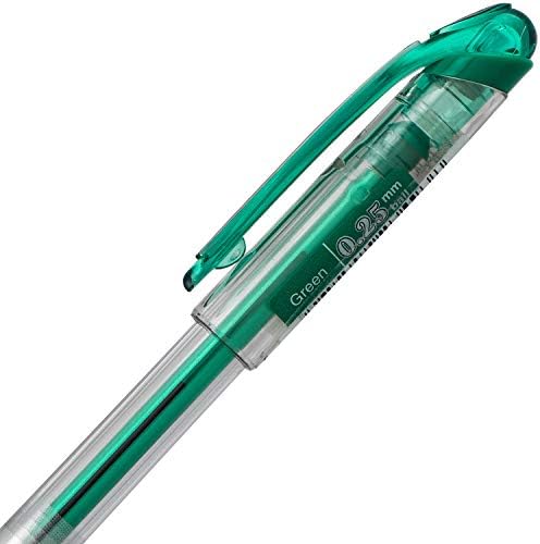 Pentel Arts Slicci 0.25 mm Extra Fine Gel Pen, Green Ink, Box of 12 (BG202-D)