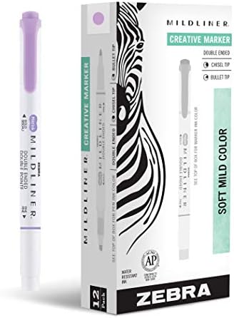 Zebra Pen MILDLINER No Bleed Highlighter, Violet Color, Dual Tip, 12-Pack