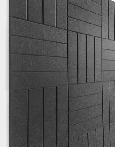 Felt Bulletin Board Tiles | Modern Cork Board Alternative | Large Cork Boards for Walls | Aesthetic Felt Wall Panels for Office & Home Decor | Pinboard & Photo Board (12-Pack) | Black