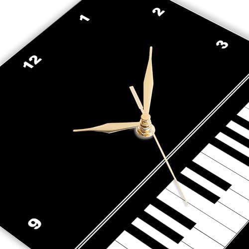 3dRose Black Piano Edge - Baby Grand Keyboard Music Design for Pianist Musical Player and Musician Gifts - Wall Clock, 10 by 10-Inch (DPP_112947_1)