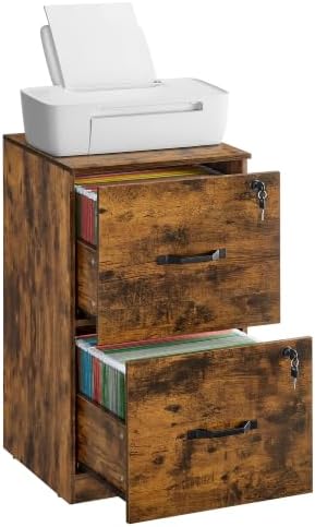 VASAGLE 2 Drawer File Cabinet with Locks, for A4, Letter Sized Documents