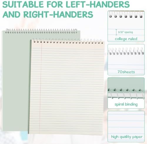 Maitys 6 Pcs Steno Spiral Notebooks, Pastel Color, Boho Style