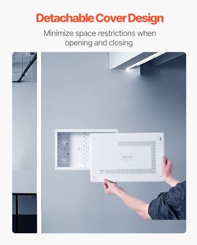 VEVOR Structured Media Enclosure, 9-Inch, Recessed in-Wall Media Box with Cover, Wall-Mount Cable Management Box Kit, Structured Wiring Multi-Media Cabinet, Cold-Rolled Steel, for TV Home Theater
