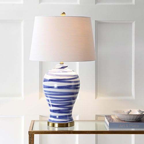 JONATHAN Y Joelie Ceramic Table Lamp Modern Coastal 29", Blue/White