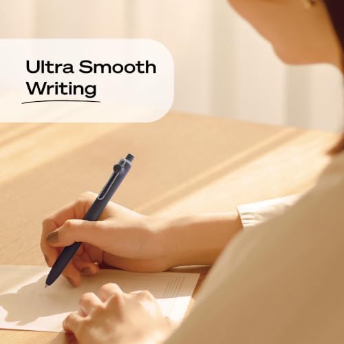 uniball™ Zento Gel Pens, Black Ink, 0.7mm Medium Point, Retractable, 2 Count, Smooth Writing, Quick-Drying, No Smear, No Bleed, Muted Barrel Colors