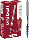 uni-ball uniball Vision Rollerball Pens with 0.7mm Fine Point, Blue, 12 Count