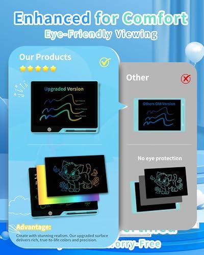 Magnetic LCD Writing Tablet for Fridge, 13 Inch Writing Tablet for Kids, Toddler Drawing Pad, Learning Toys for Boys Girls Ages 3.4.5.6.7.8, Writing Board for to-Do Lists and Family Messages (Blue)