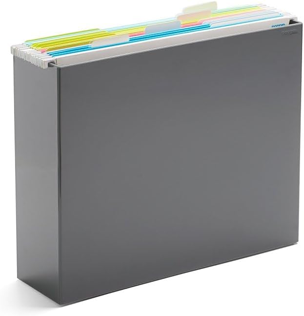 Poppin Hanging File Organizer - File Folder Organizer for Hanging Files, Open Top Design for Easy Access, Lacquer-like Finish, Stylish Design, Ideal File Organizer for Desk (Dark Gray)
