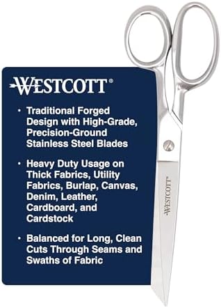 Westcott 9in Forged Classic Fabric and Paper Scissors, Heavy Duty, Knife-Edge for Sewing, Tailoring, General Arts and Crafts, Office