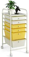 COSTWAY 6-Drawer Rolling Storage Cart, Art Craft Tools Organizer on Wheels