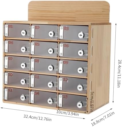 Cell Phone Locker Box,15 Slots Cell Phone Storage Locker, Clear Acrylic Storage Cabinet with Lock for School Factory Office